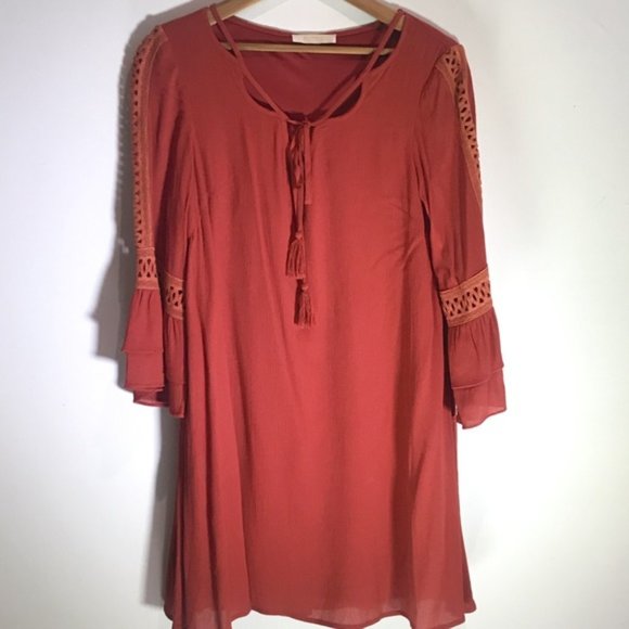 Boho Orange Shift Dress - Picture 7 of 8